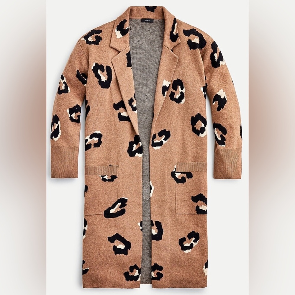 J. Crew Animal Print Cardigan in Brown and Black